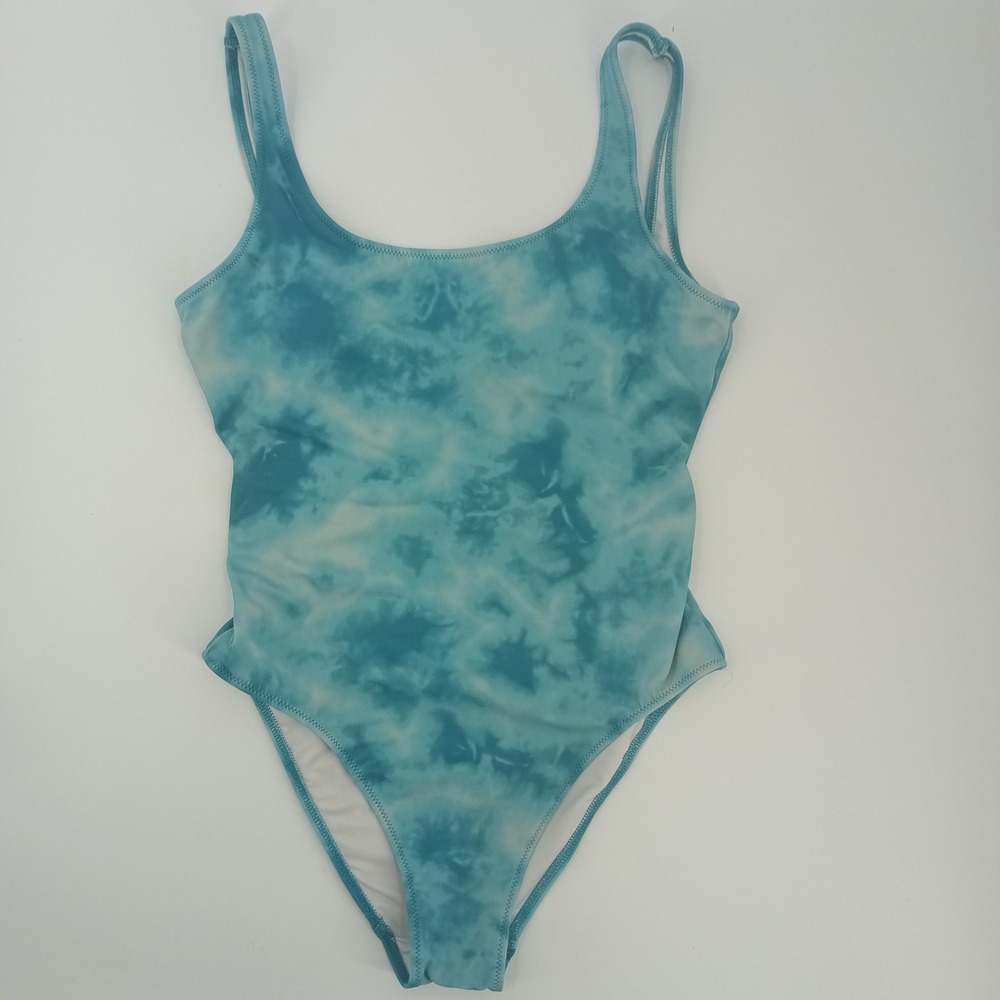 Pink Victoria's Secret Tie Dye One Piece Swimsuit Blue White Scoop Back XS